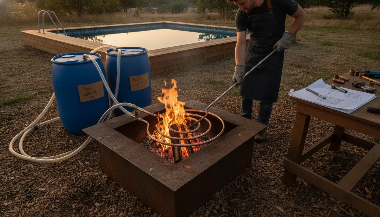 Building a Wood-Fired Pool Heater: Safety and Specs visual summary