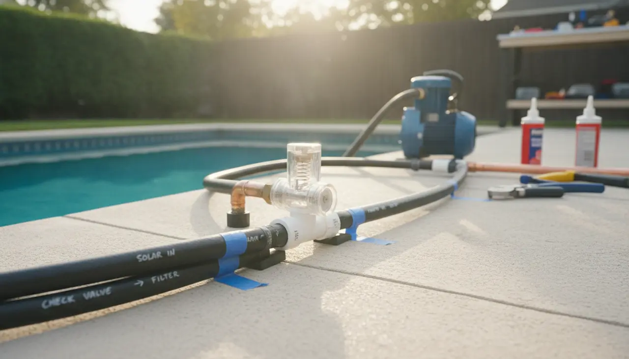 Integrating a Check Valve: Preventing Backflow in DIY Pool Heating Systems visual summary