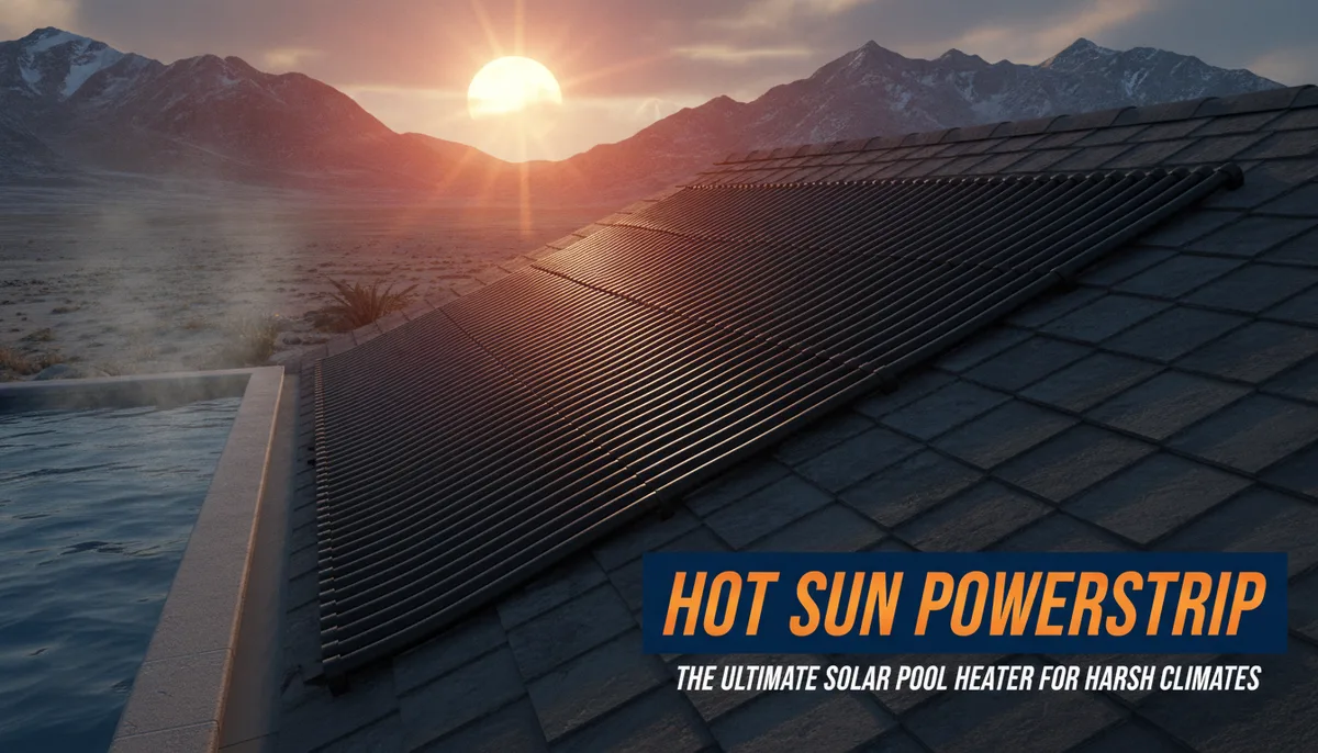 PoolHeatHacker visual guide for DIY pool heating systems including solar collectors, wood-fired exchangers, and high-efficiency gas/electric modifications.